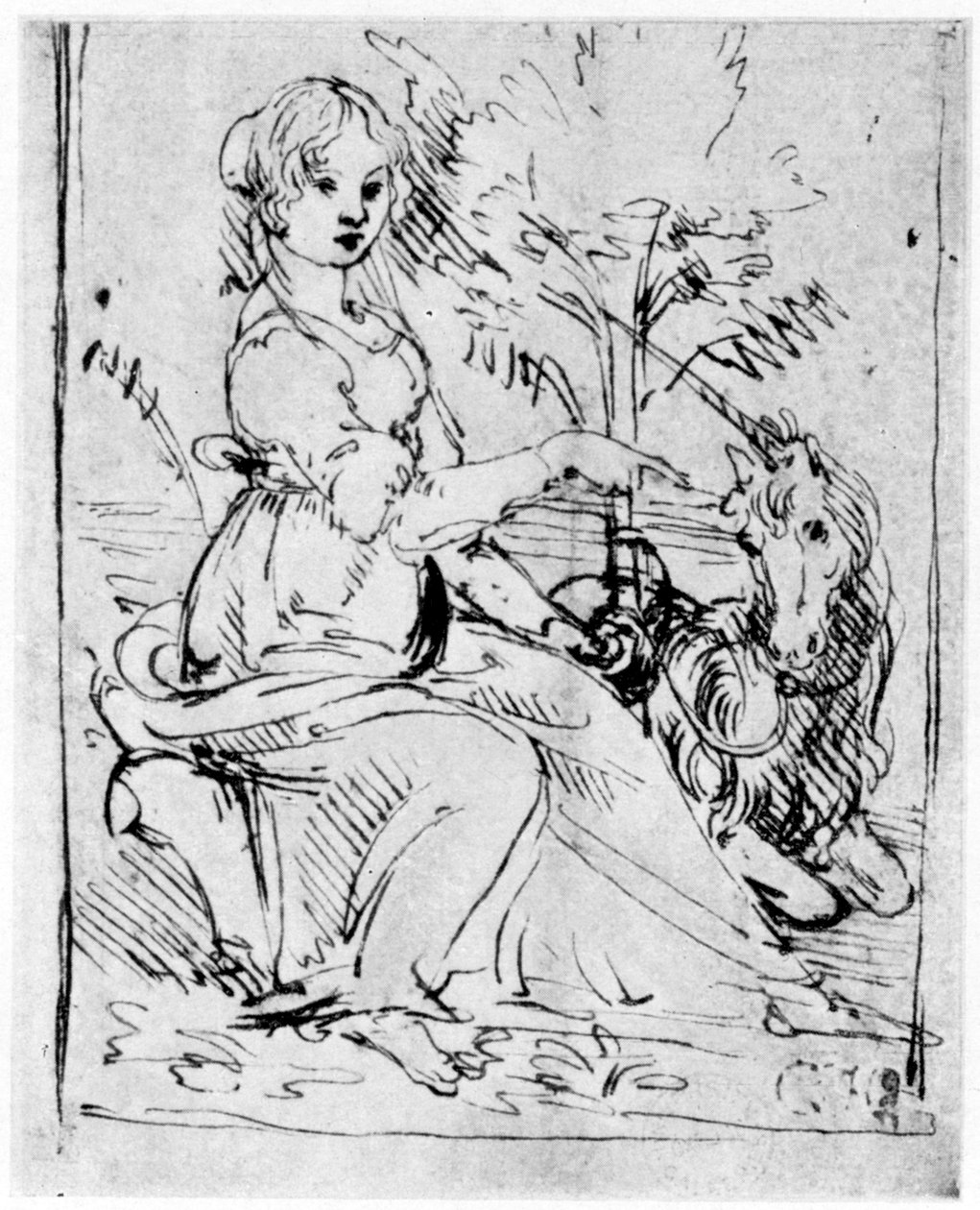 Fanciulla con un unicorno, c1480 da Leonardo da Vinci