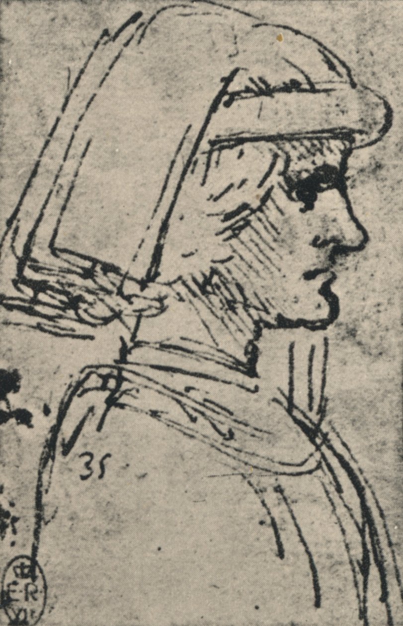 Profilo di un giovane uomo con cappuccio da Leonardo da Vinci