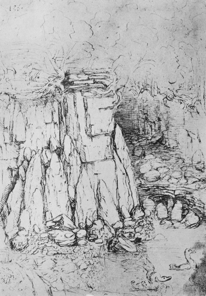 Rocce e ruscello, c1480 1945 da Leonardo da Vinci