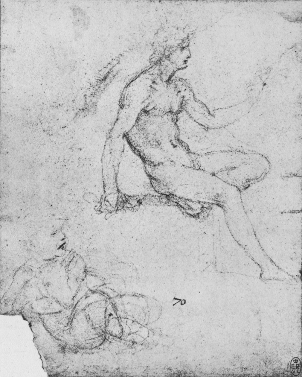 Nudo seduto con bambino con agnello, c1480 da Leonardo da Vinci