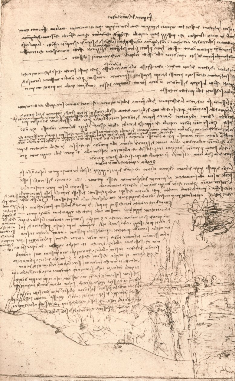 Schizzo delle montagne armene, c1472-c1519, 1883 da Leonardo da Vinci