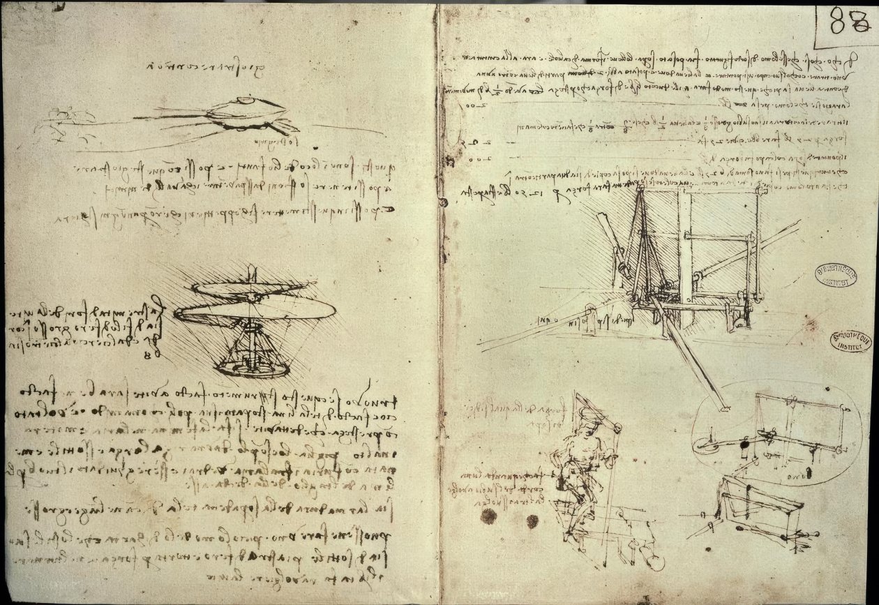 Studi per elica e macchine volanti da Leonardo da Vinci