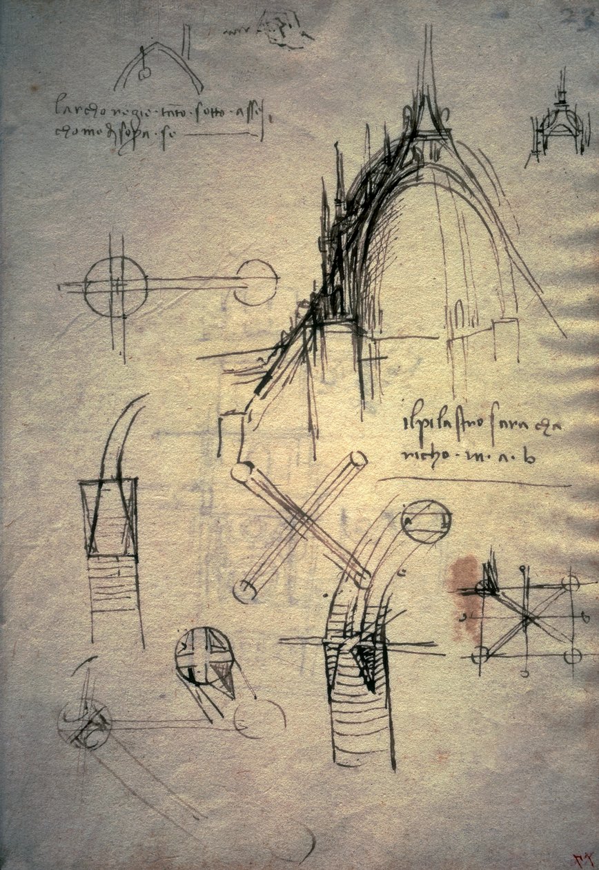 Studi per la lanterna della cattedrale, Codex Trivulzianus da Leonardo da Vinci