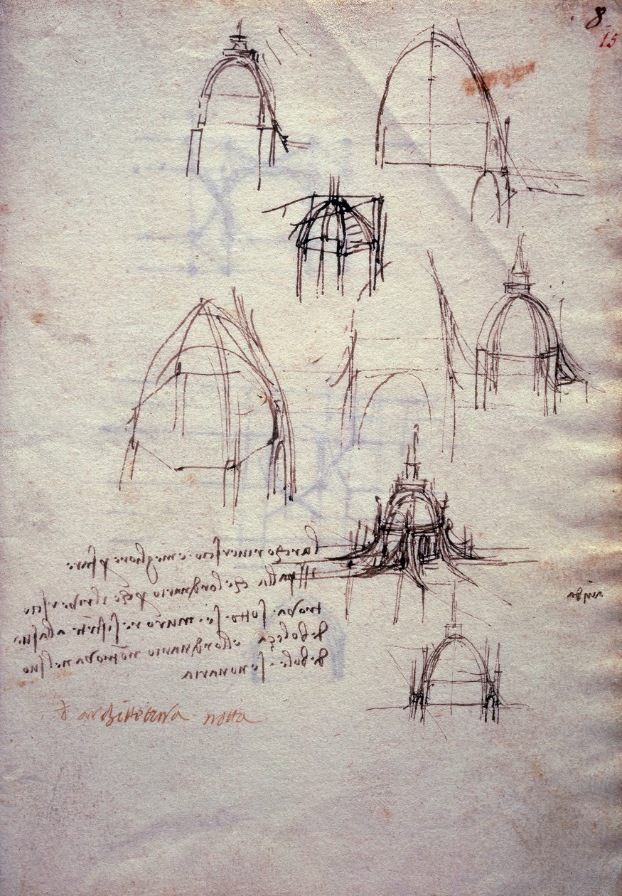 Studi per la lanterna della cattedrale, dal Codex Trivulzianus da Leonardo da Vinci
