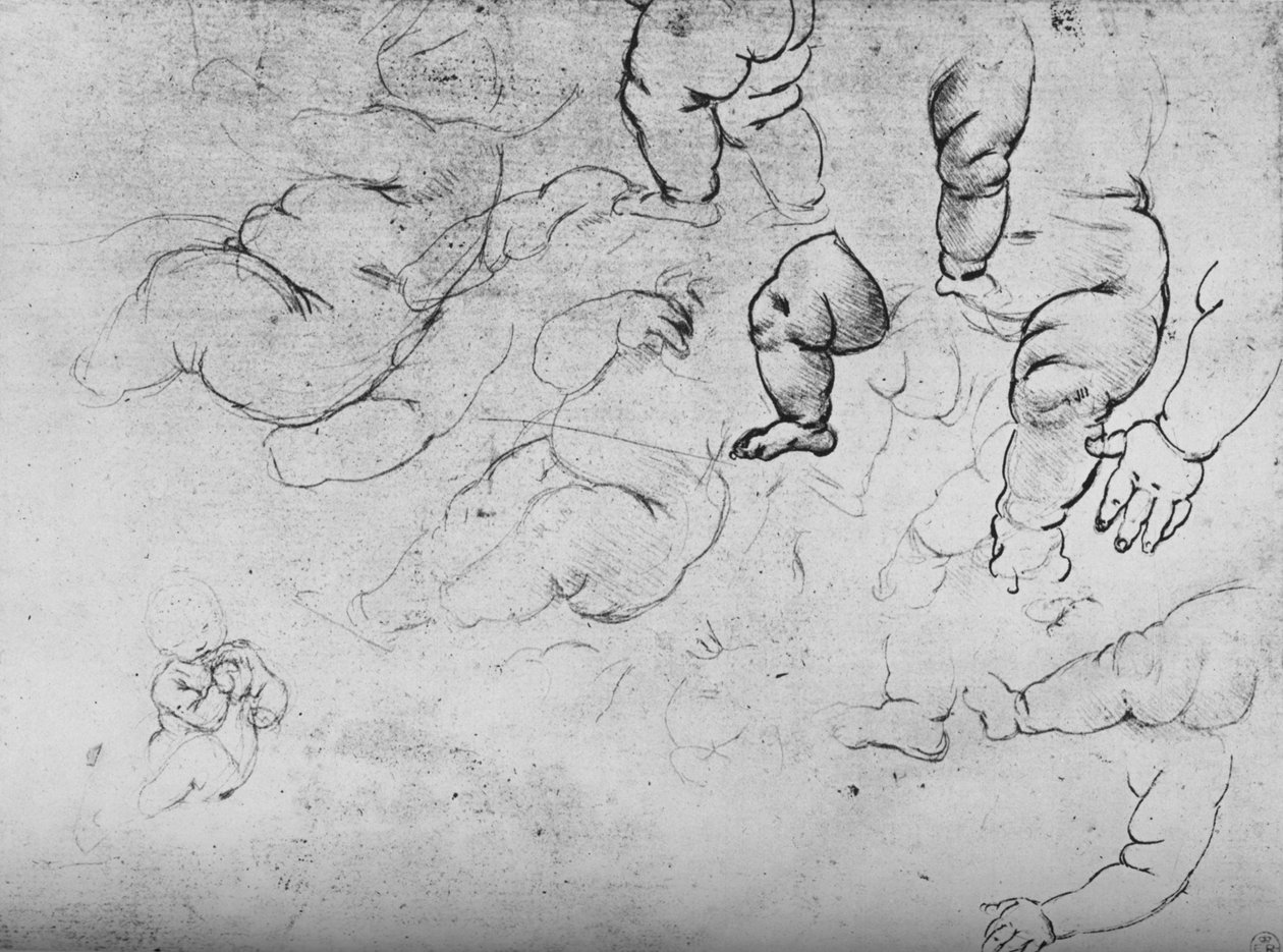 Studi di un bambino, c1490 1945 da Leonardo da Vinci
