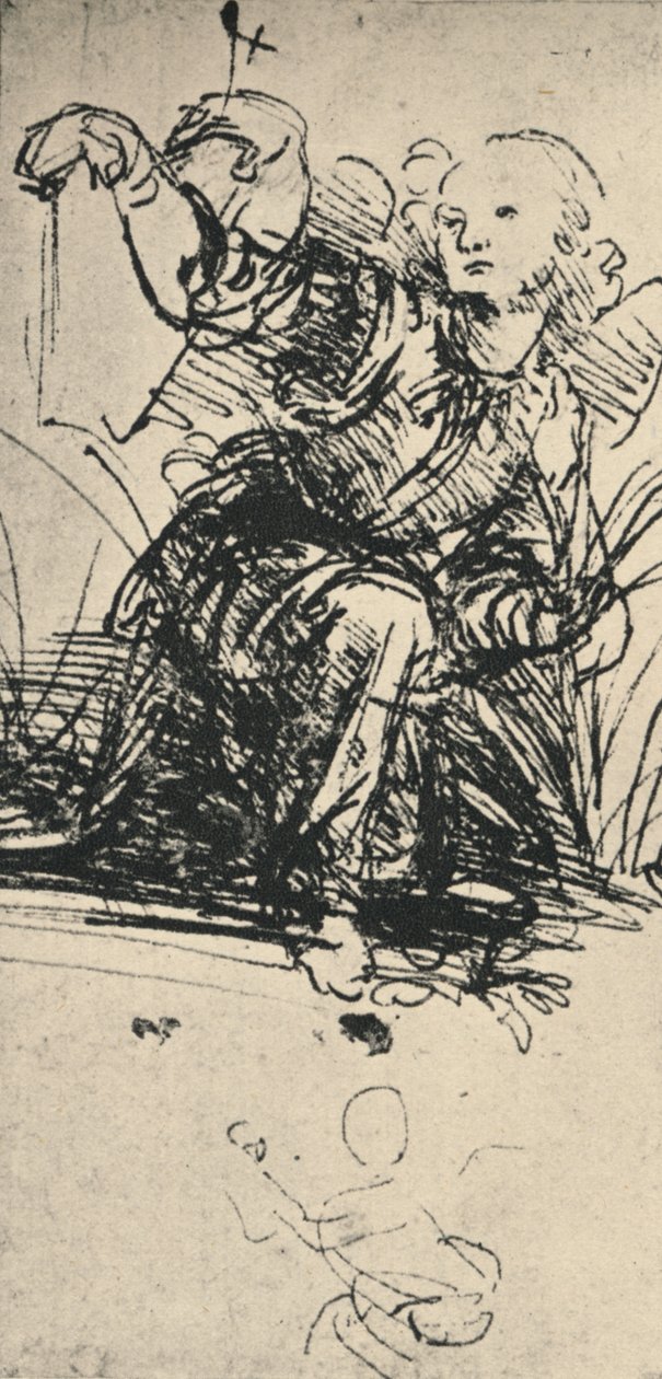 Studi di un angelo inginocchiato da Leonardo da Vinci