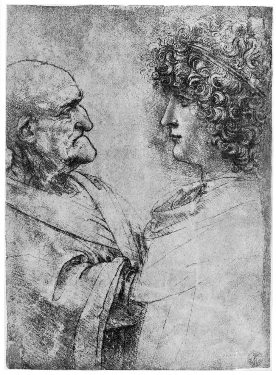 Studi di teste, c1500 1954 da Leonardo da Vinci