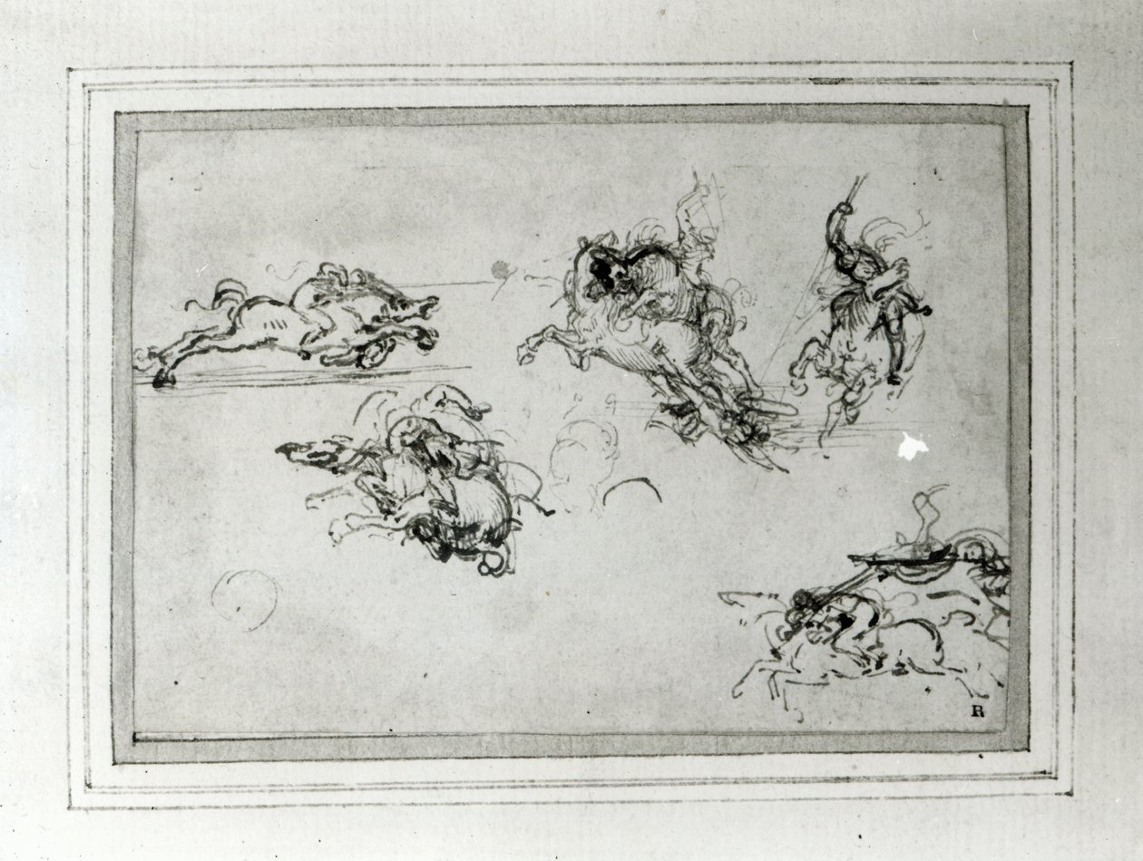 Studio di cavalieri in combattimento, 1503-4 da Leonardo da Vinci