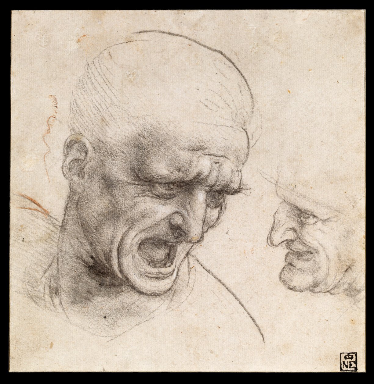 Studio di due teste di guerrieri per la battaglia di Anghiari da Leonardo da Vinci