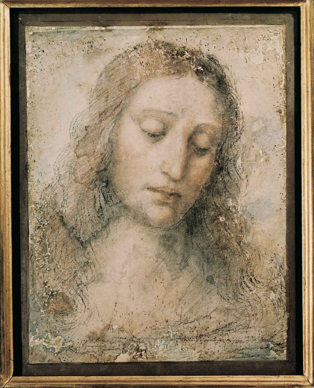 Testa di Cristo Redentore (disegno di un allievo di Leonardo da Vinci) da Leonardo da Vinci