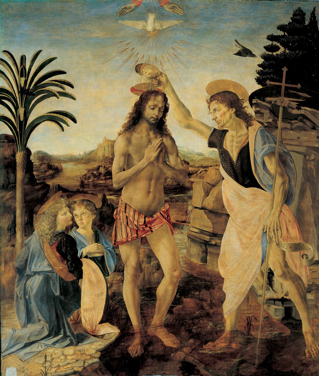 Il Battesimo di Cristo intorno al 1475 - 1478 di Andrea del Verrocchio (1436-1488) e Leonardo da Vinci (1452-1516) da Leonardo da Vinci