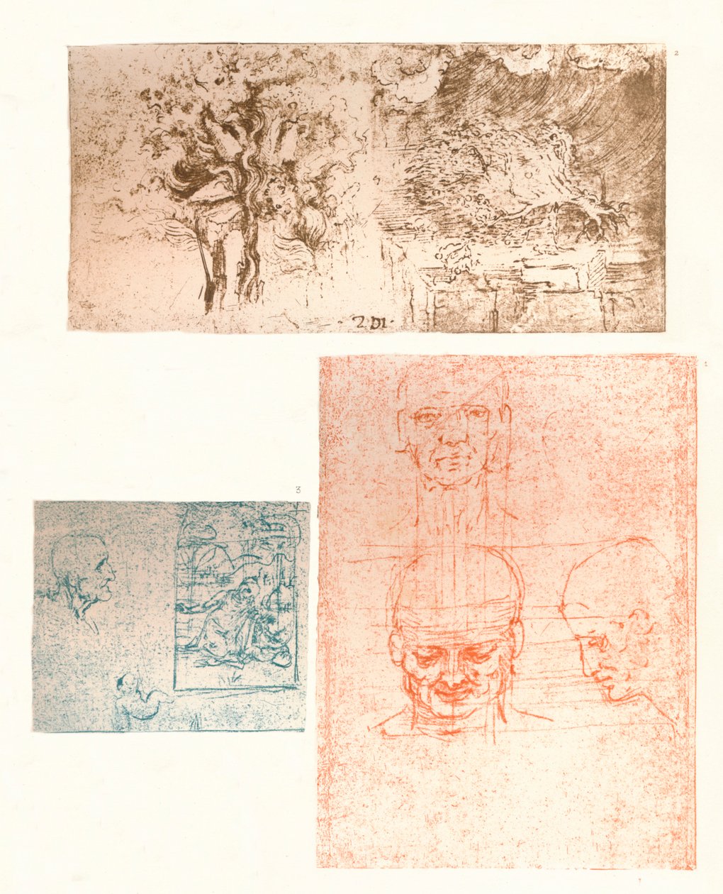 Tre disegni, c1472-c1519 1883 da Leonardo da Vinci