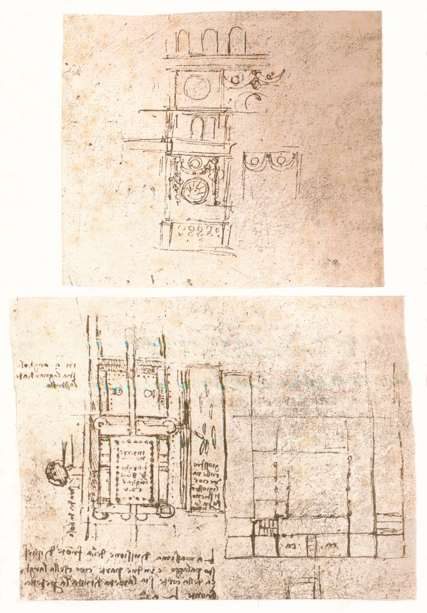 Due disegni architettonici, c1472-c1519 1883 da Leonardo da Vinci