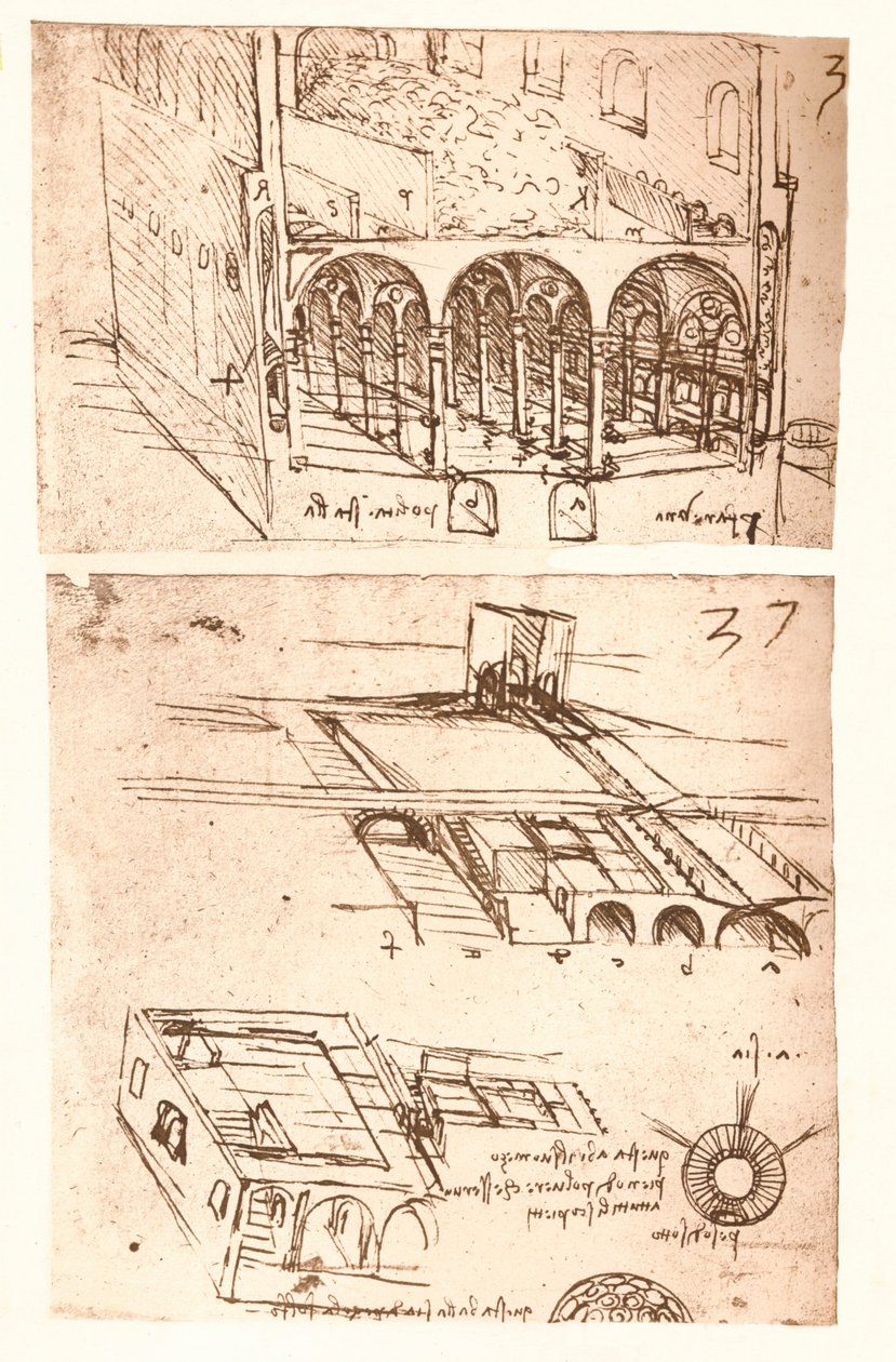 Due disegni architettonici, c1472-c1519 1883 da Leonardo da Vinci