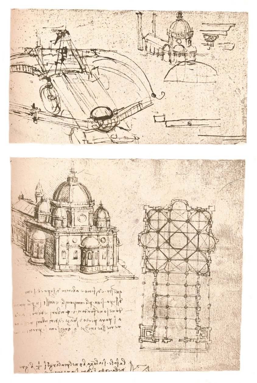 Due disegni di chiese da Leonardo da Vinci