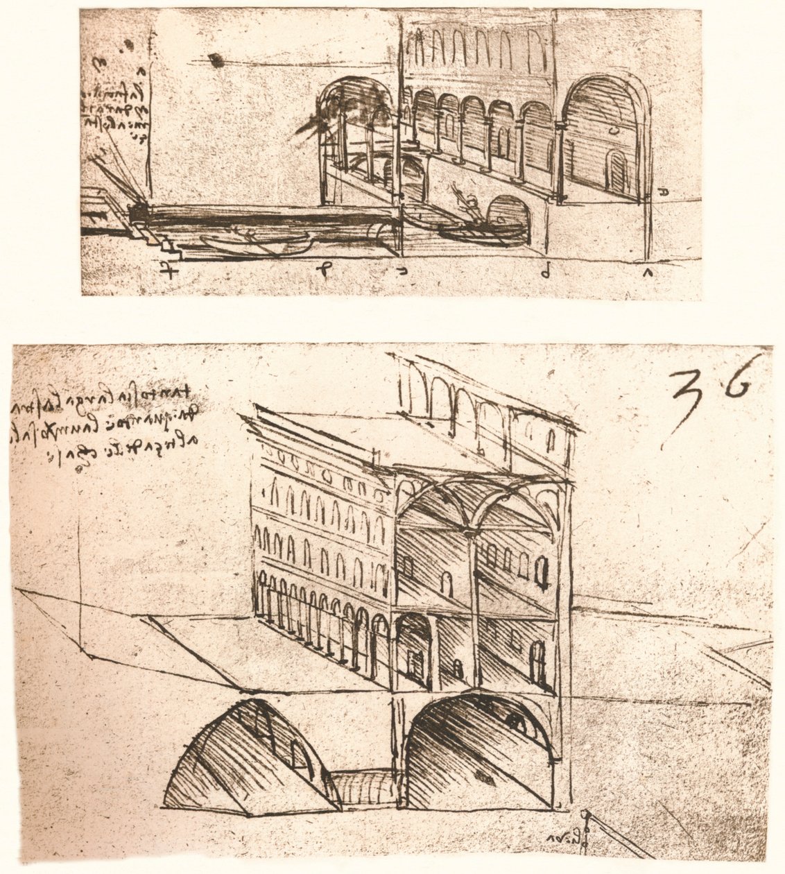 Due progetti per canali in una città, c1472-c1519 1883 da Leonardo da Vinci