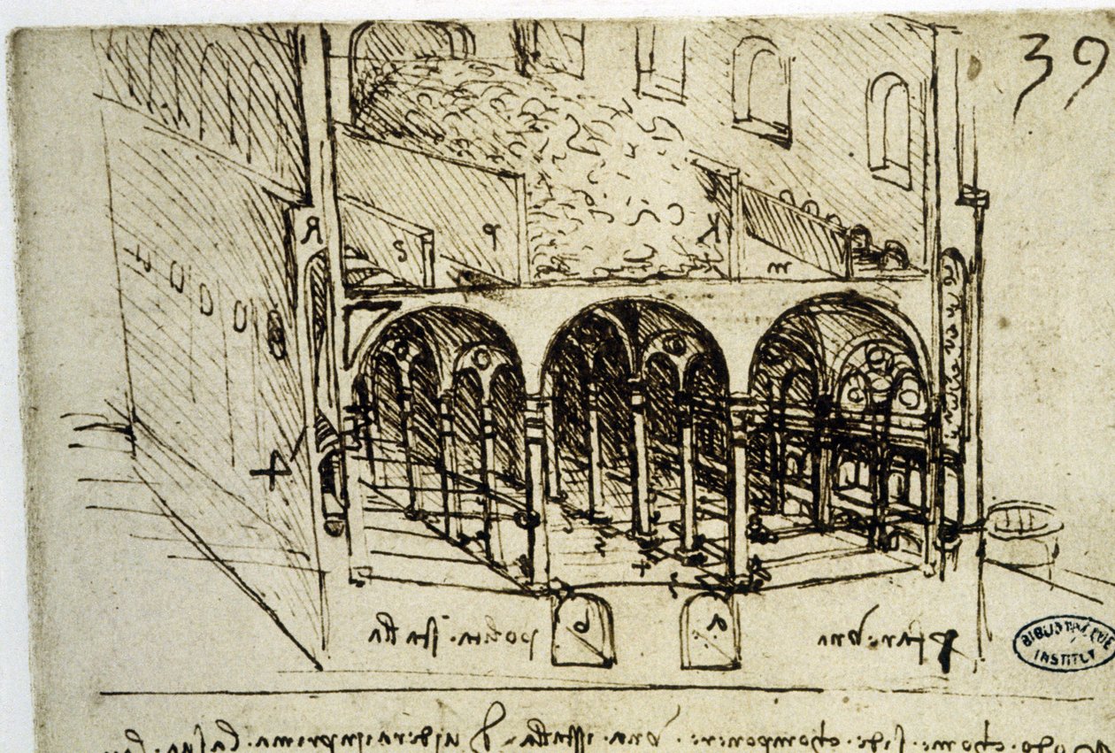 Pianificazione urbana: piano architettonico (39) di Leonardo da Vinci - Biblioteca dell