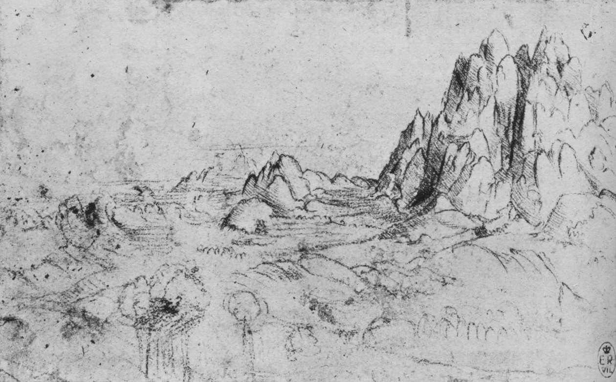 Vista di una Catena Montuosa da Leonardo da Vinci