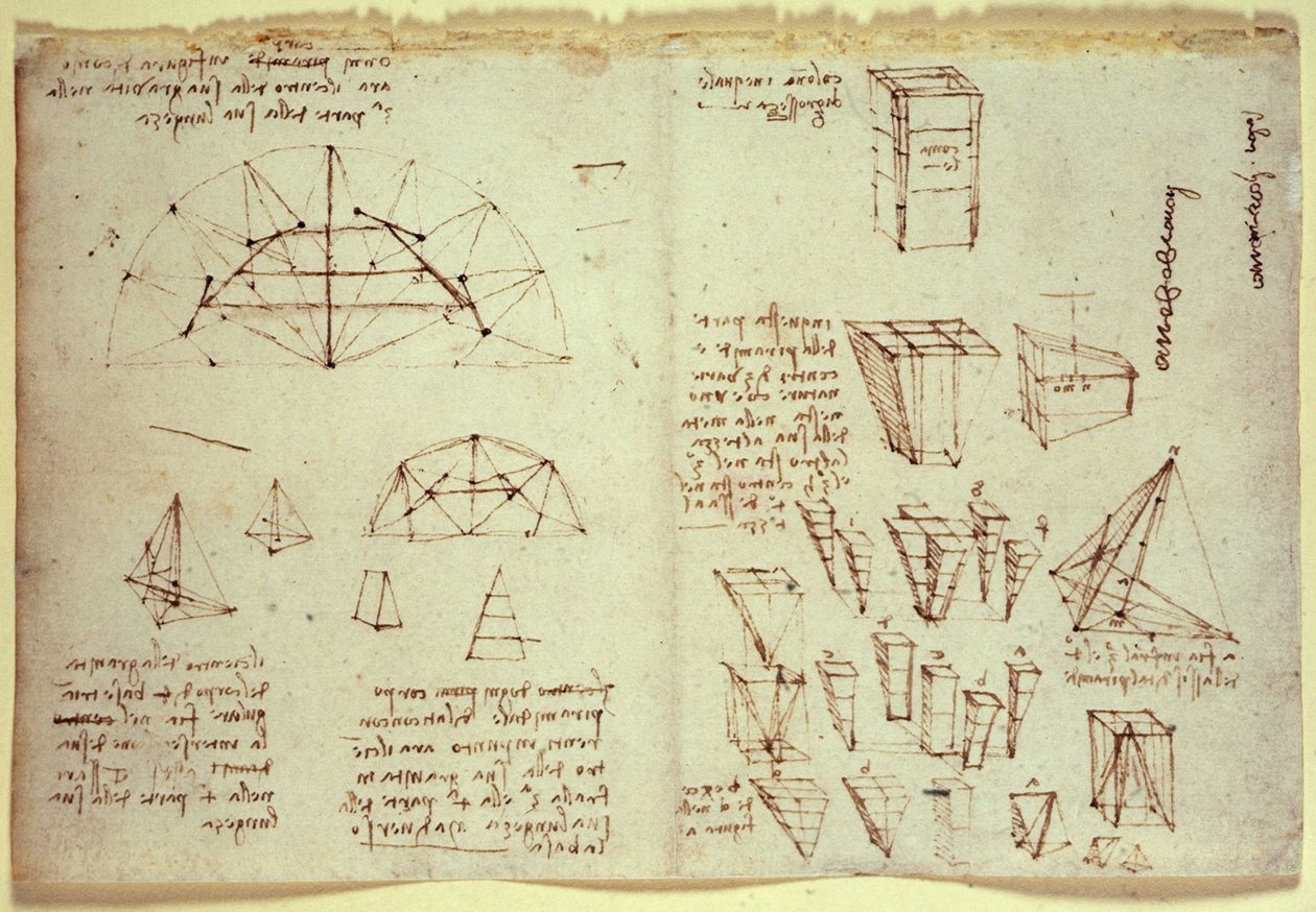 Taccuino di Leonardo da Vinci, con diagrammi di forme geometriche
