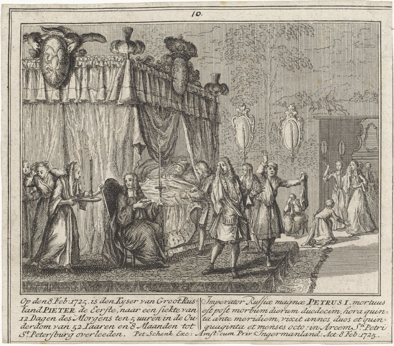 La morte di Pietro il Grande, 8 febbraio 1725 da Leonardus Schenk