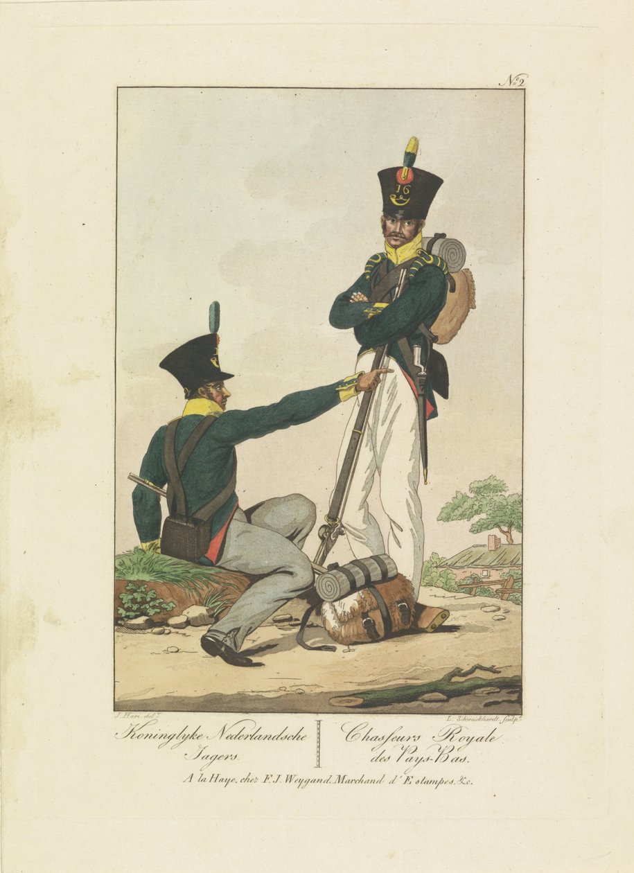 Due cacciatori, 1814-1818 da Leonardus Schweickhardt