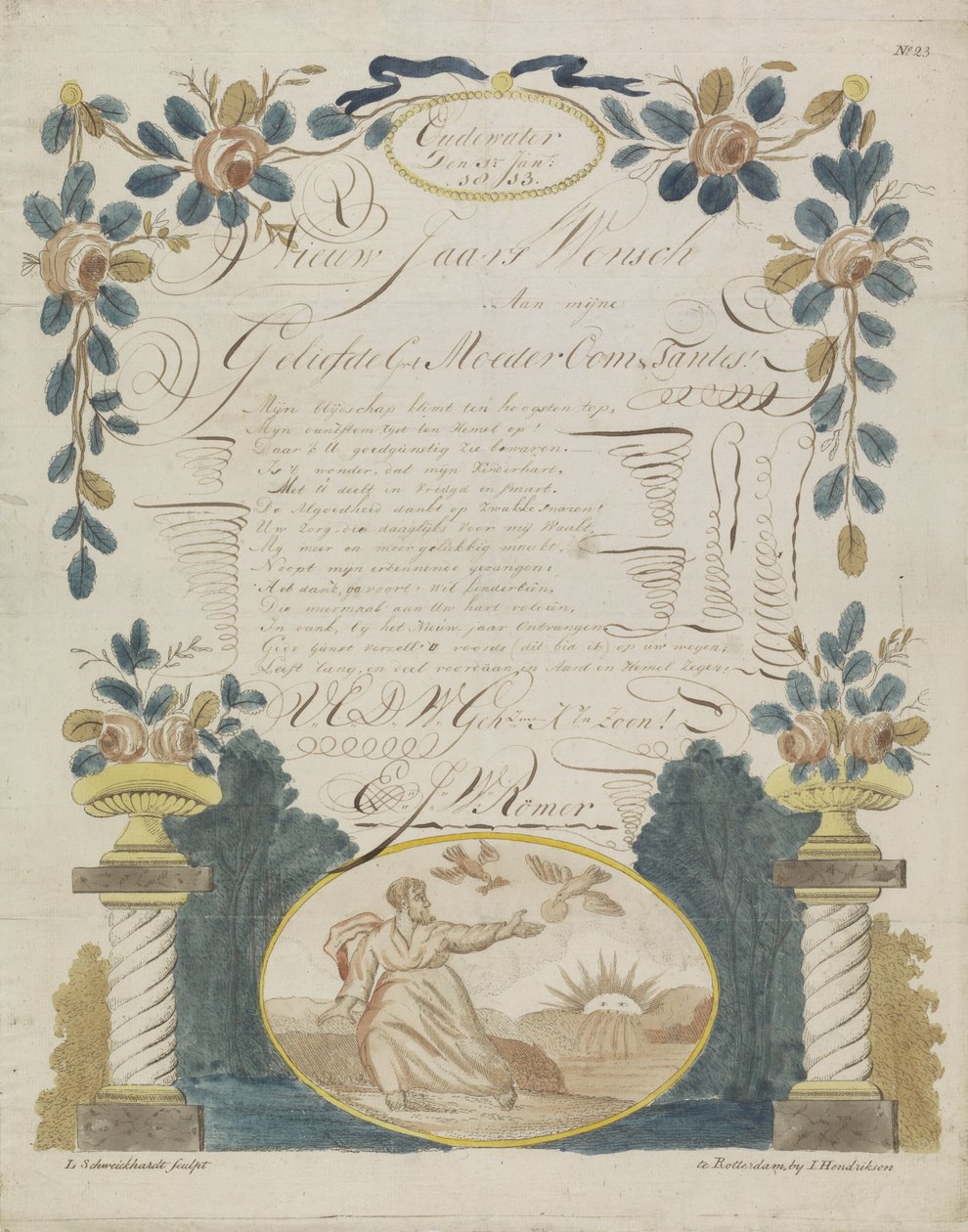 Lettera di desiderio con Elia nutrito dai corvi da Leonardus Schweickhardt