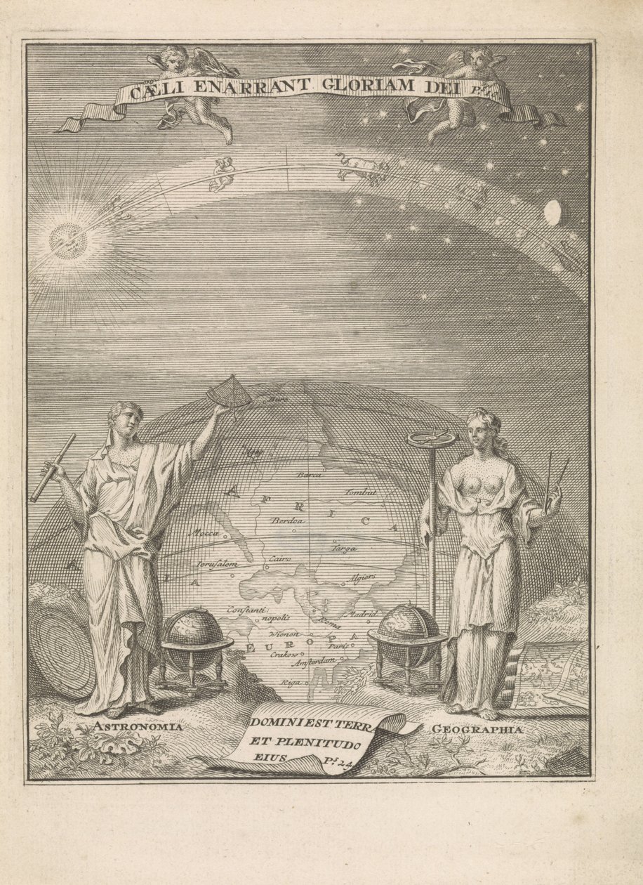 Astronomia e Geografia con strumenti di misura (Caeli anarrant gloriam dei Ps.10, Frontespizio per: 