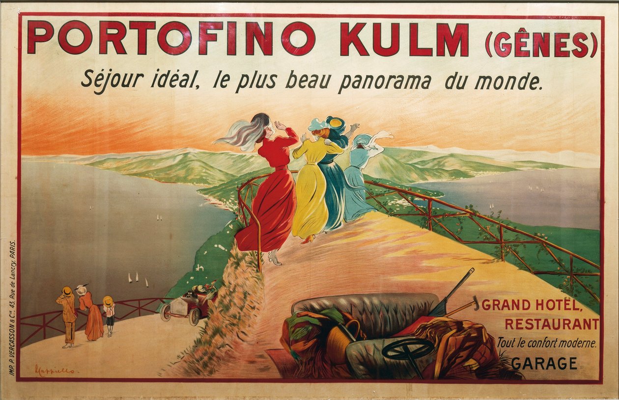 Pubblicità per hotel Portofino, Portofino Kulm, illustrazione di Leonetto Cappiello, poster da Leonetto Cappiello