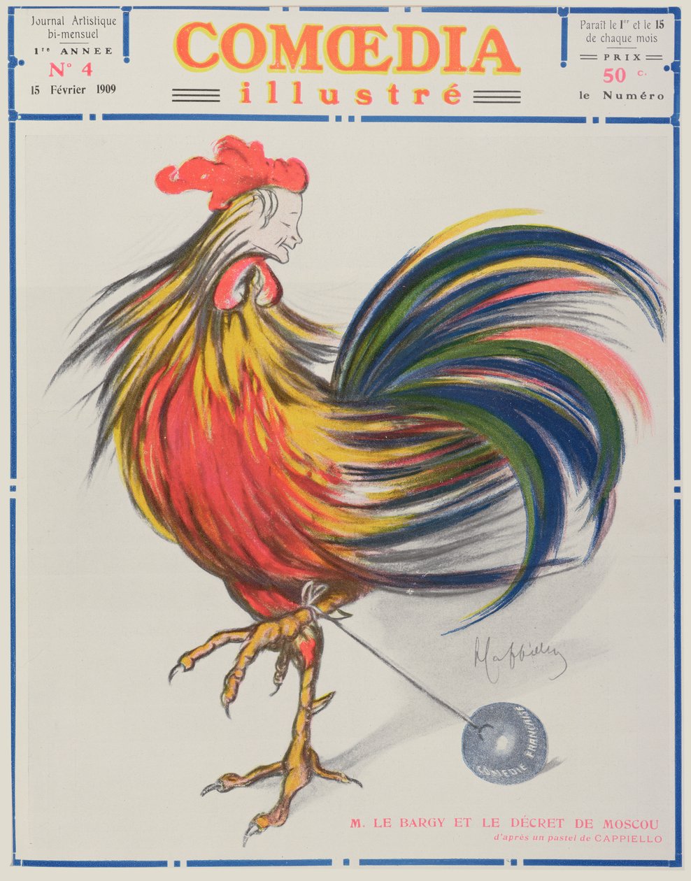Copertina di Comoedia Illustre, 15 febbraio, 1909 da Leonetto Cappiello