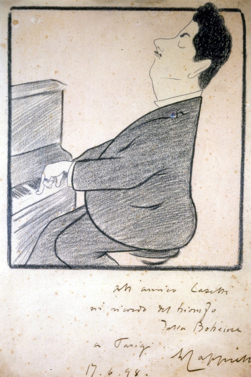 Ritratto di Giacomo Puccini (1858-1924), compositore italiano. Caricatura di Leonetto Cappiello. da Leonetto Cappiello