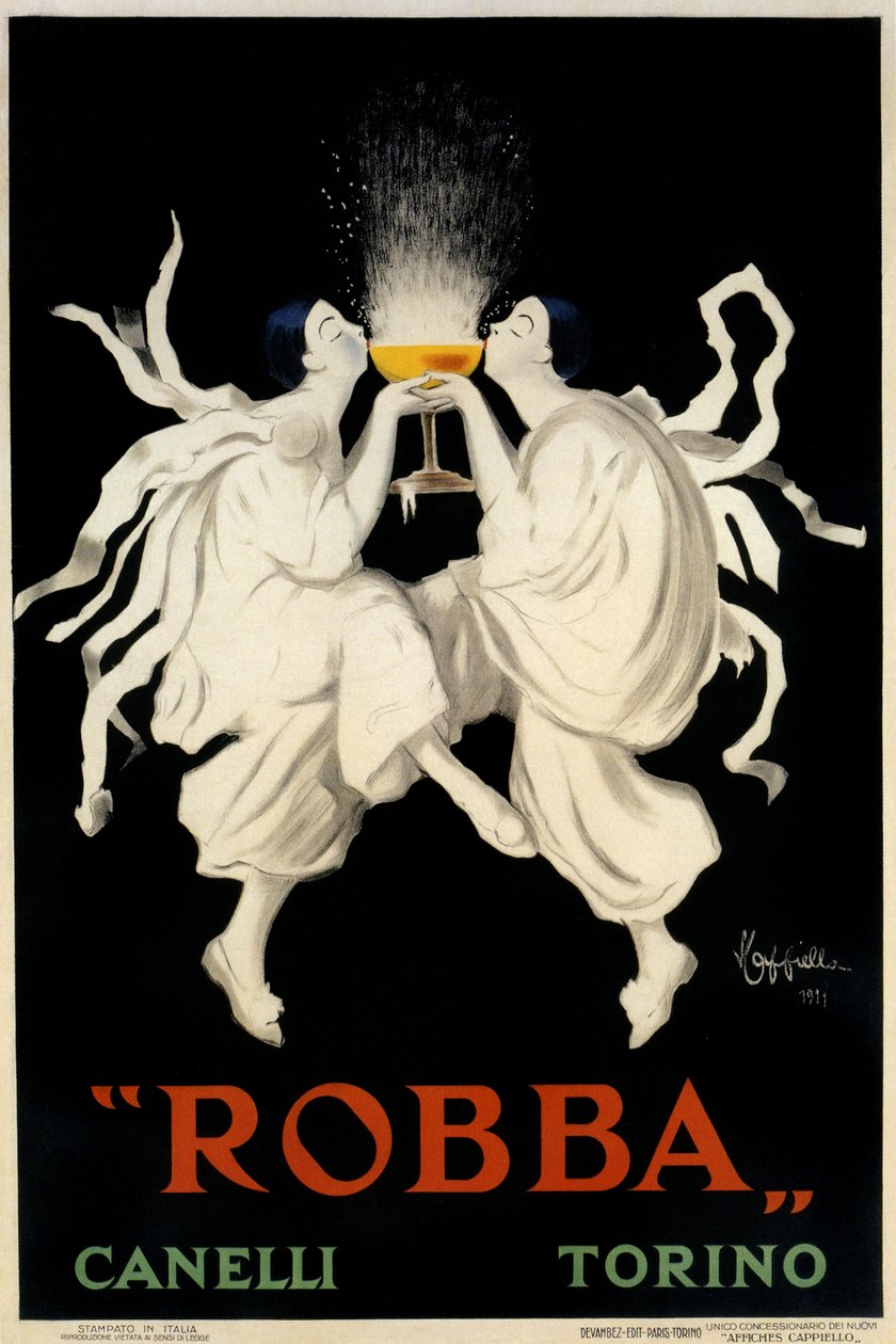 Poster pubblicitario Spumante Robba Canelli, Torino, Italia, 1921 da Leonetto Cappiello