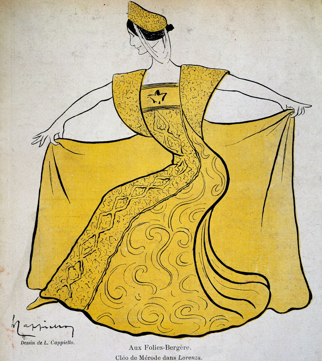 La ballerina Cleo nel balletto pantomima Lorenza al Folies Bergere da Leonetto Cappiello