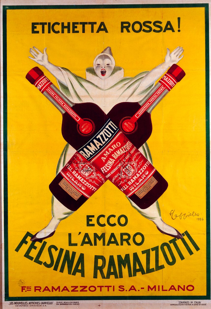 Poster per la bevanda Amaro Felsina Ramazzotti da Leonetto Cappiello