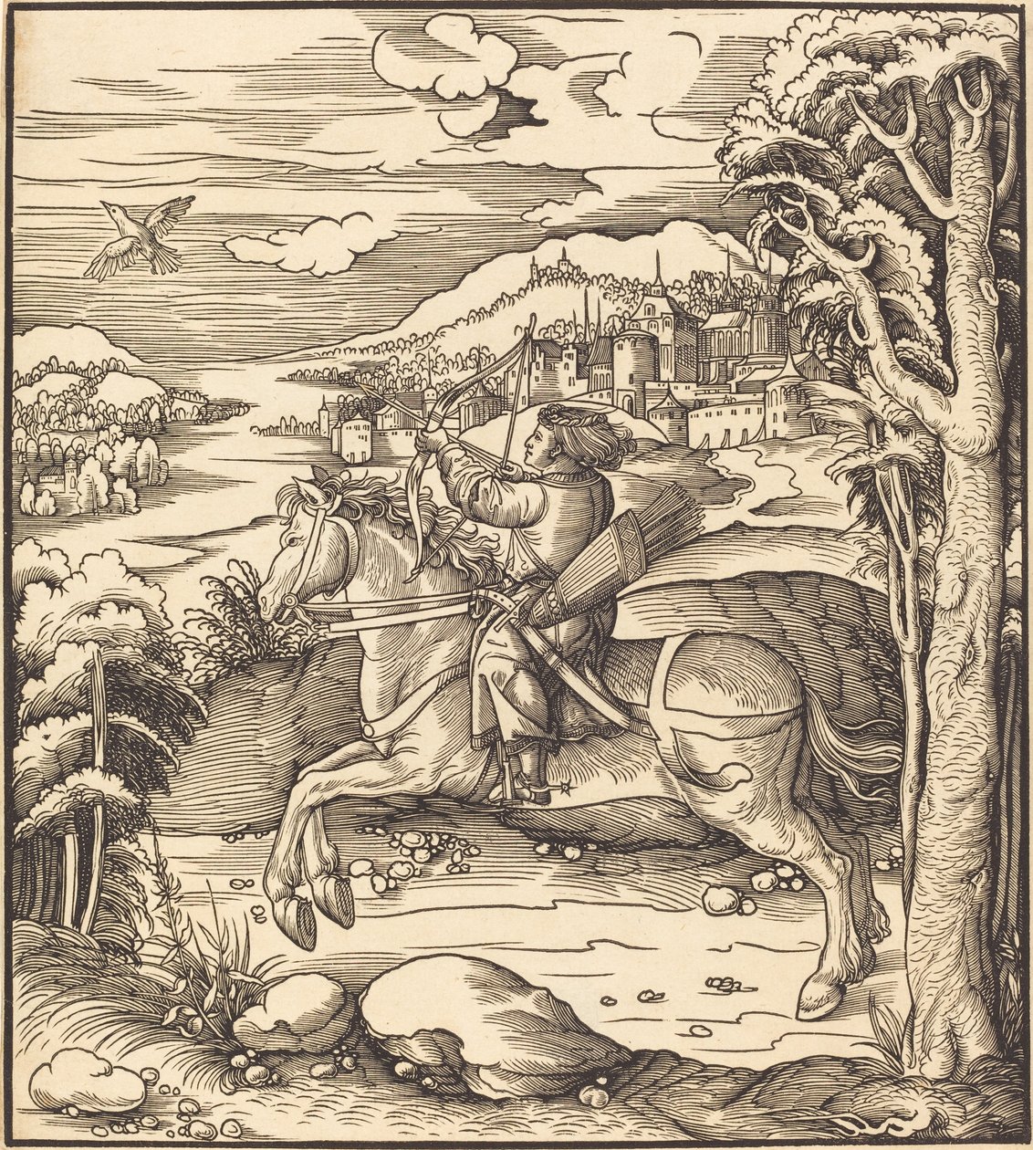 Il principe alla cattura degli uccelli da Leonhard Beck