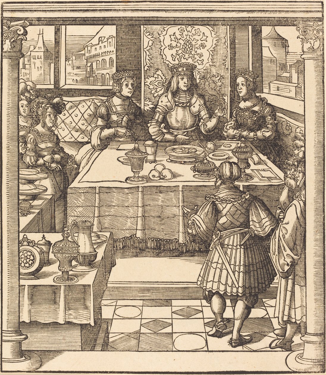 Il giovane re bianco tra la regina e la principessa di Feuereisen da Leonhard Beck