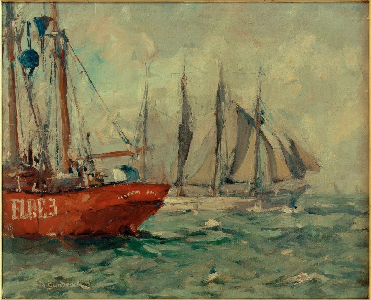 Goletta a quattro alberi passa Elbe 3 da Leonhard Sandrock