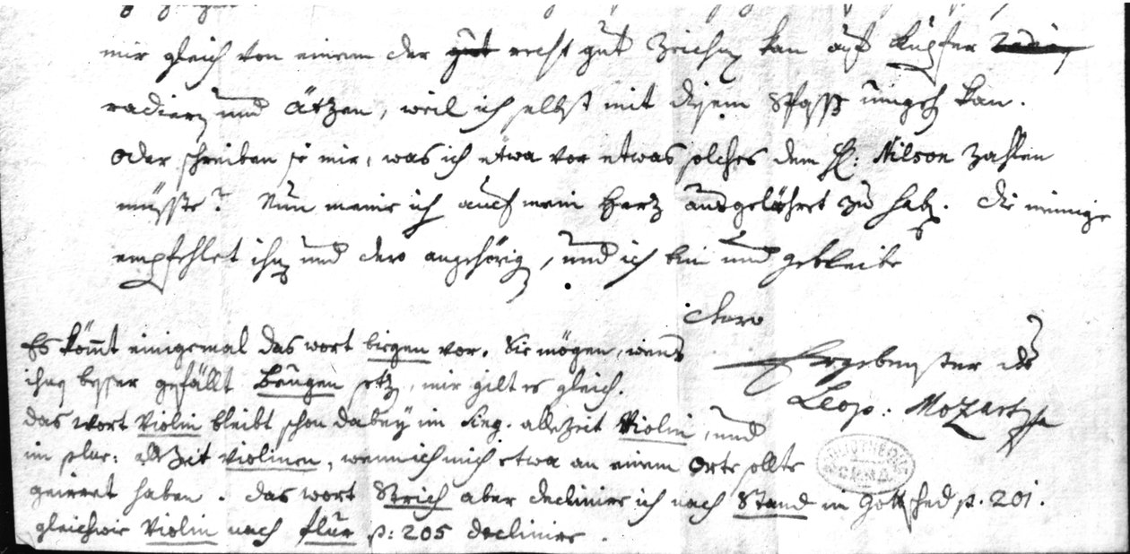 Lettera di Leopold Mozart (1719-87), 7 luglio 1755 da Leopold Mozart