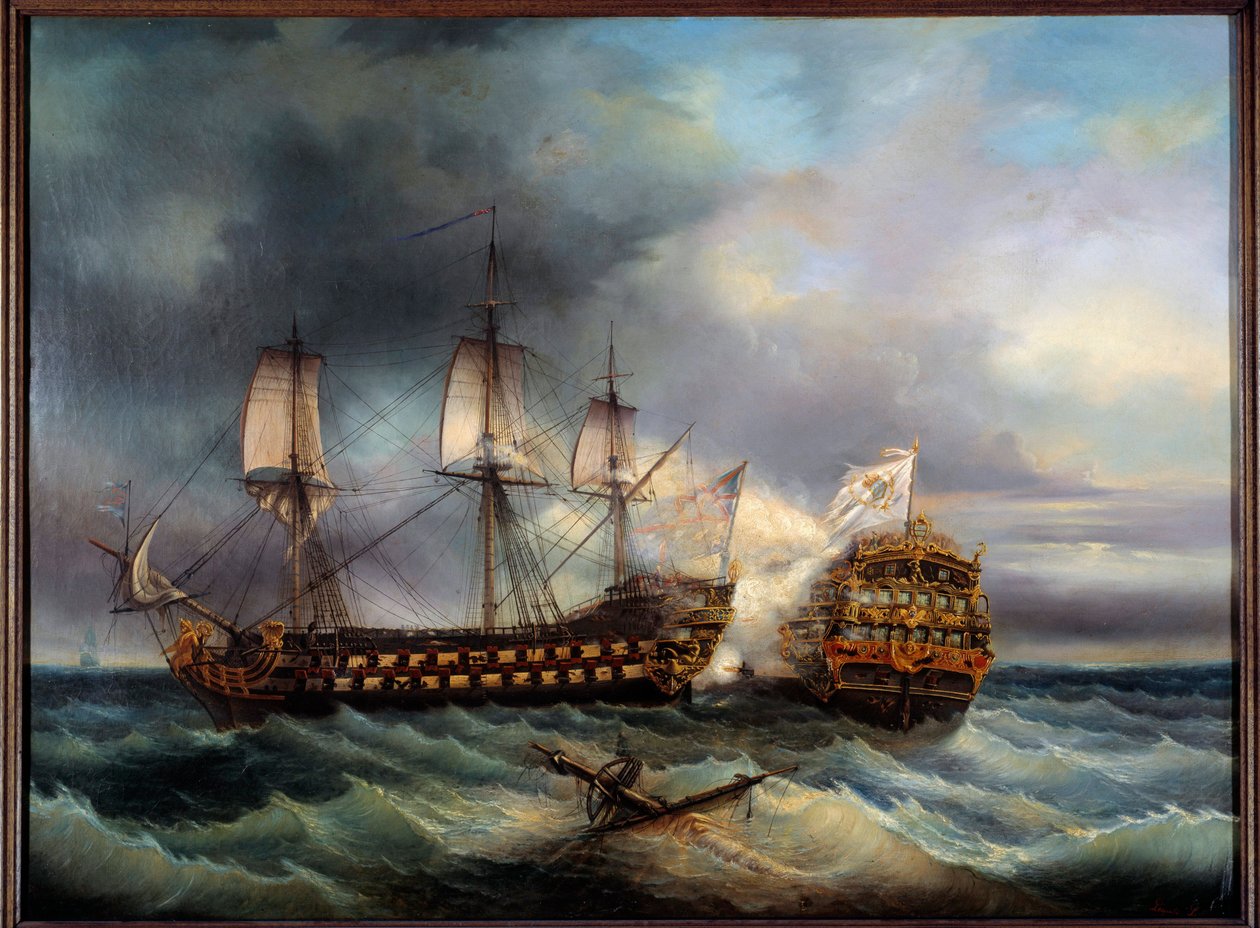 Battaglia navale tra inglesi e francesi da Leopold Le Guen