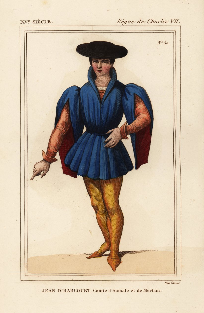 Jean VIII di Harcourt, cavaliere francese, Conte di Aumale e Mortain da Leopold Massard