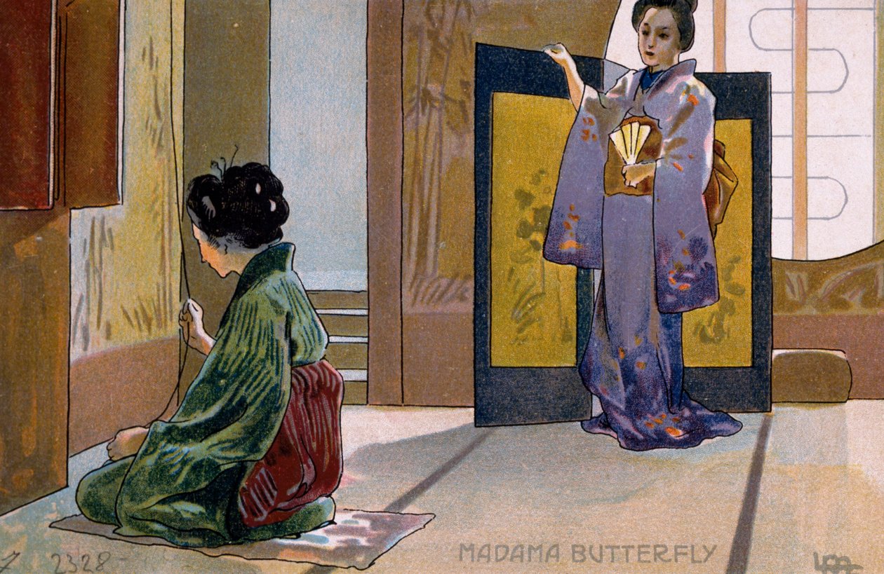 Cartolina creata per la prima di "Madame Butterfly", a Brescia da Leopoldo Metlicovitz