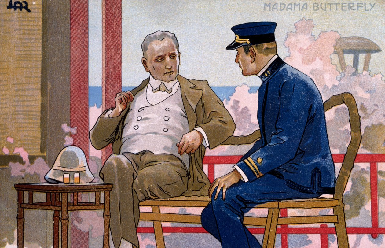 Cartolina creata per la prima di "Madame Butterfly", a Brescia da Leopoldo Metlicovitz