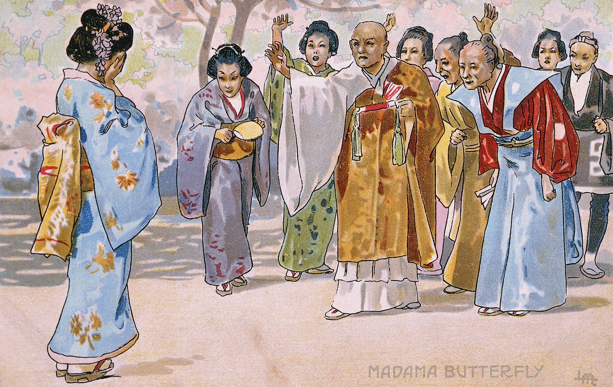 Cartolina creata per la prima di "Madame Butterfly", a Brescia da Leopoldo Metlicovitz