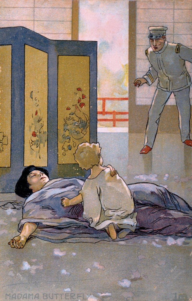 Cartolina creata per la prima di "Madame Butterfly", a Brescia da Leopoldo Metlicovitz