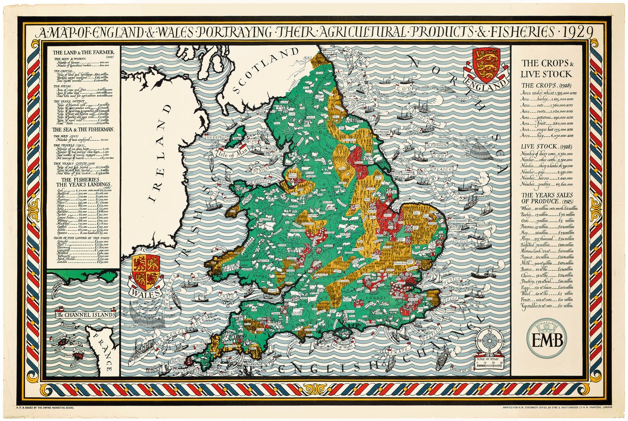 Una mappa di Inghilterra e Galles da Leslie MacDonald Gill