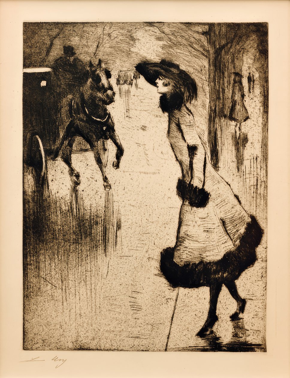 Signora che chiama una carrozza da Lesser Ury