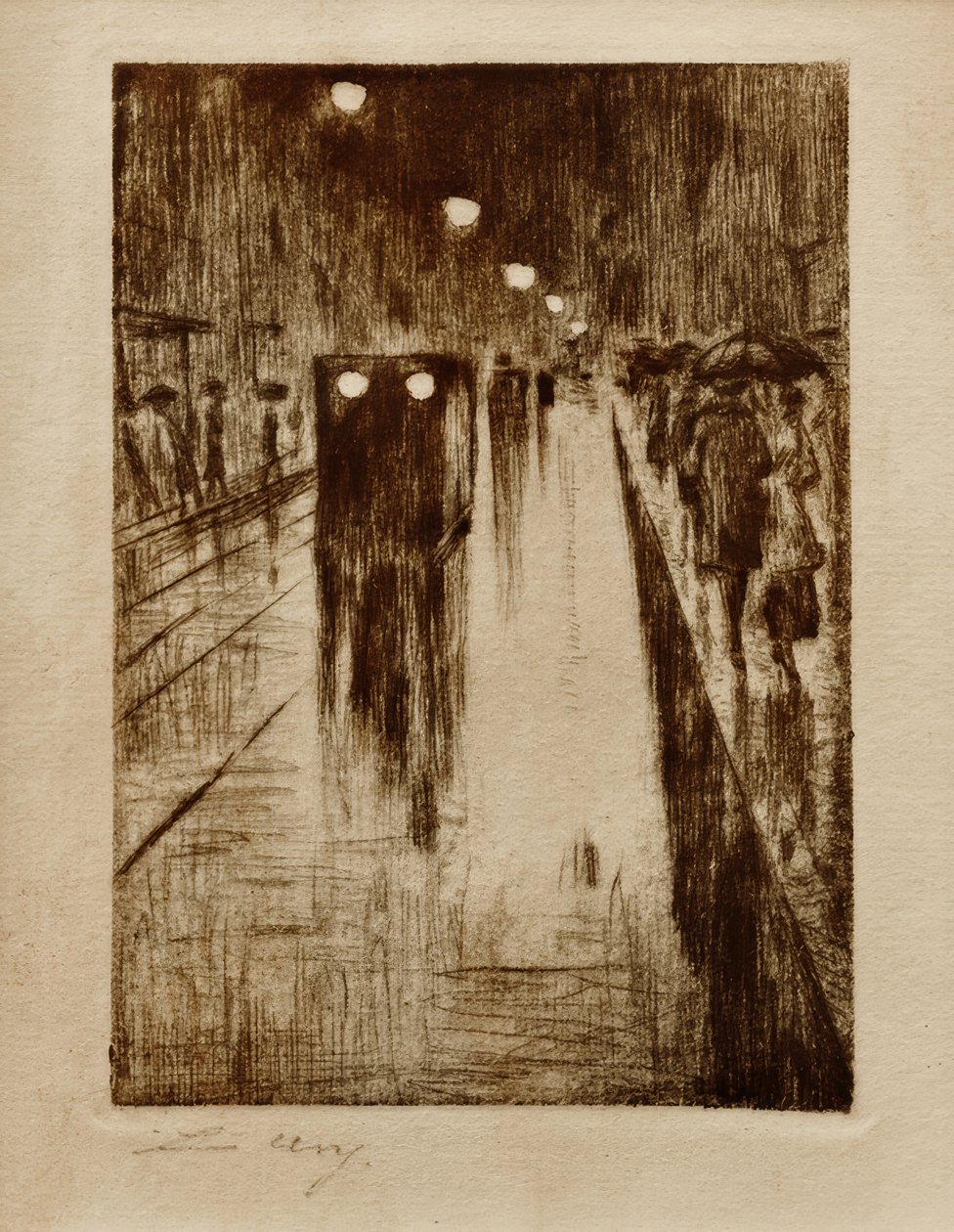 Strada di Lipsia sotto la pioggia da Lesser Ury