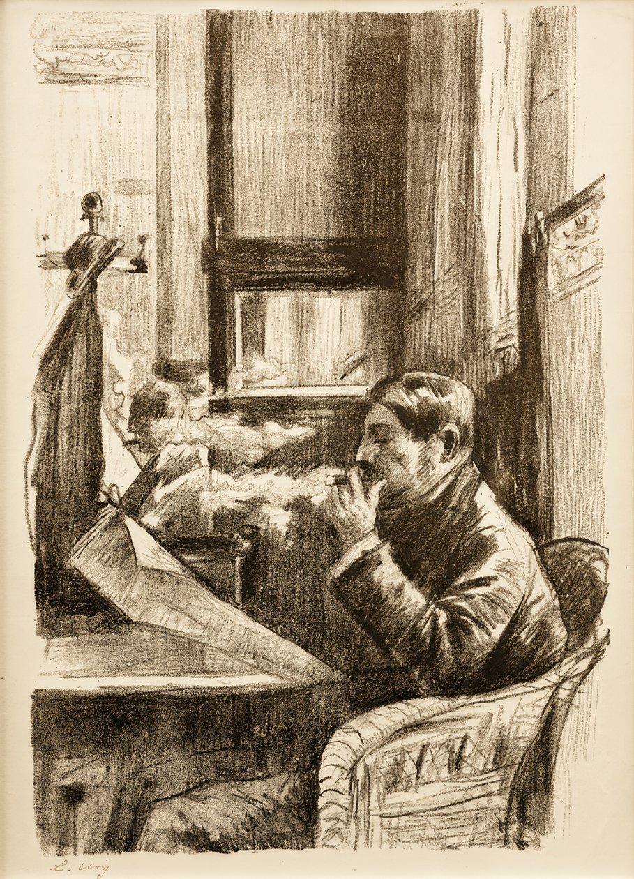Signore che fuma al caffè I da Lesser Ury