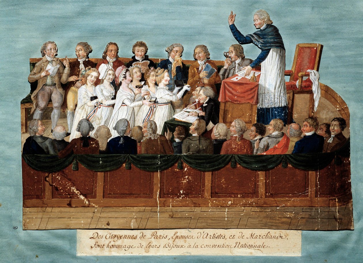 Rivoluzione francese: cittadini di Parigi che offrono i loro gioielli alla Convenzione Nazionale da Lesueur Brothers