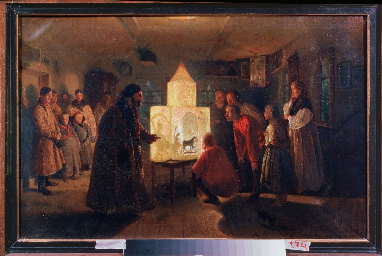 Una lanterna magica in una casa di contadini da Lev Grigoryevich Solovyev