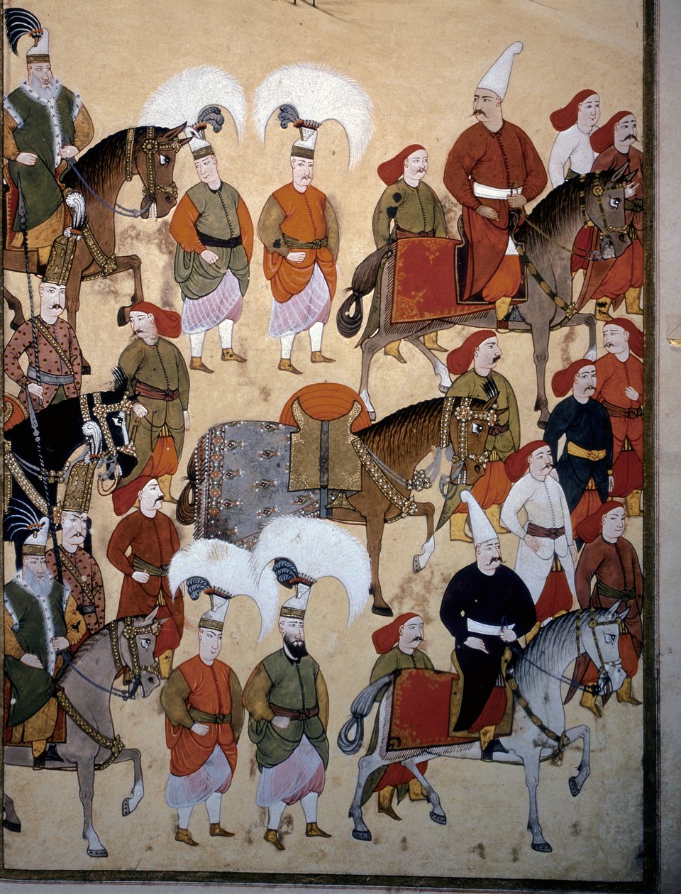 Impero Ottomano: Parata dei Giannizzeri (Yeniceri) con il cavallo del comandante da Levni Levni